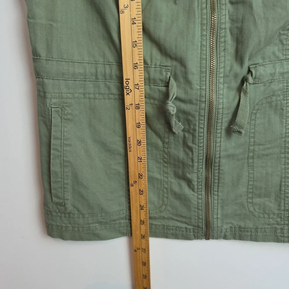 Merona Full-Zip Vest Women's Size M Olive Green Pockets Drawstring